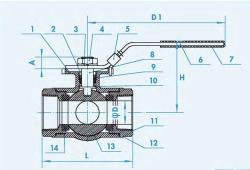 VALVULA BOLA 3 VIAS 15 INOX 316 L90 RB ROSCA GAS MP 3/4